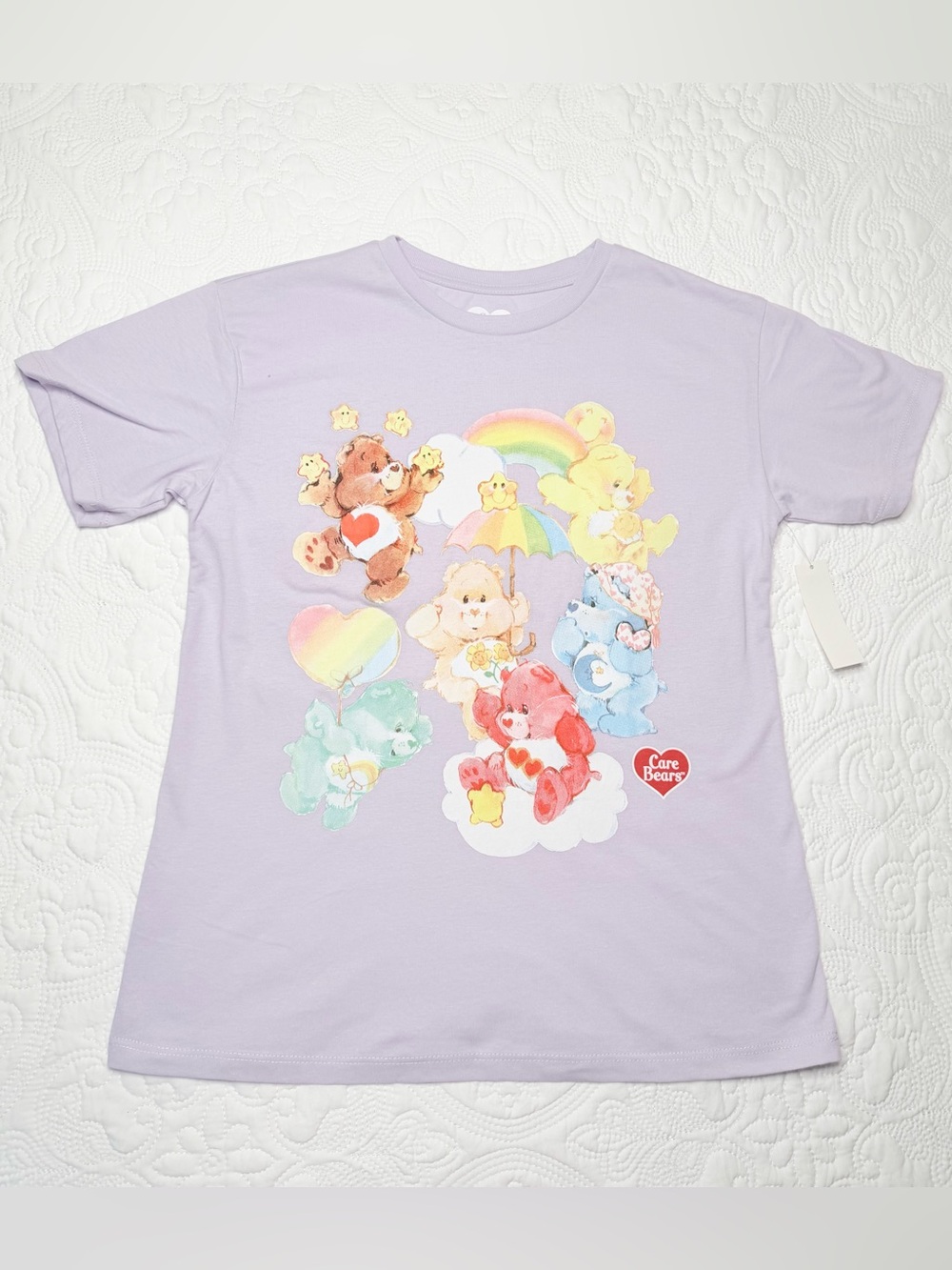 Girls Care Bears Lavender Graphic Kids Tee Size 10/12